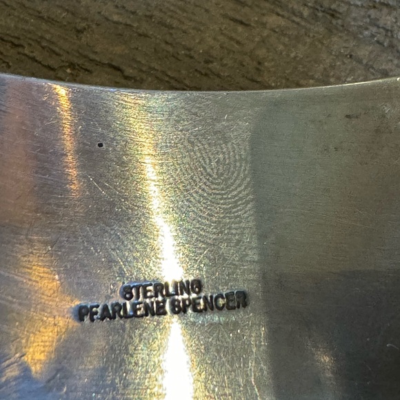 NAT AMER NAVAJO INDIAN PEARLENE SPENCER STERLING SILVER TURQUOISE CUFF BRACELET - Picture 2 of 14